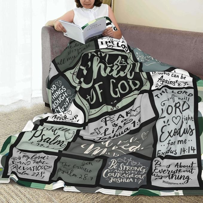 Christian Throw Blanket for Couch, Inspirational Gift for Women, Soft Plush Flannel Blanket, 30"x 40" Thoughts and Prayers Blankets for Bedroom Sofa Living Room Christmas Halloween Decoration