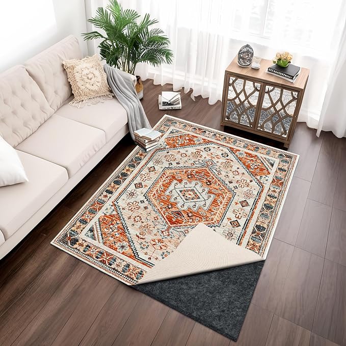 100% Waterproof Rug pad, 4x6 ft Area Rug Non-Slip Rug Pads, 1/4" Thick Carpet Pads for All Floors and finishes, Felt pad for Hardwood Floors, Keep Carpets in Place Soft and Secure