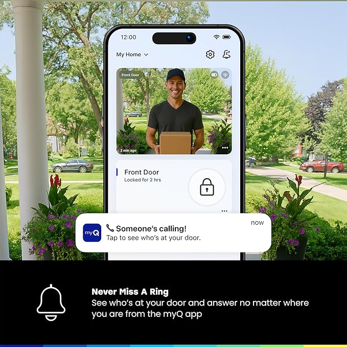myQ Secure View™ 3-in-1 Smart Lock with 2K HDR Video Doorbell Camera, Face Access, Fingerprint Access, PIN & App Control — Intelligent Entry with Built-in Camera, Color Night Vision & Two-Way Audio