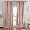 SMILETIME Pink Crushed Velvet Curtains 52x96inch Rod Pocket Luxurious Thermal Insulated Soundproof Drapes Soft and Durable Light-Filtering Window Treatments for Living Room Bedroom, 2 Panels