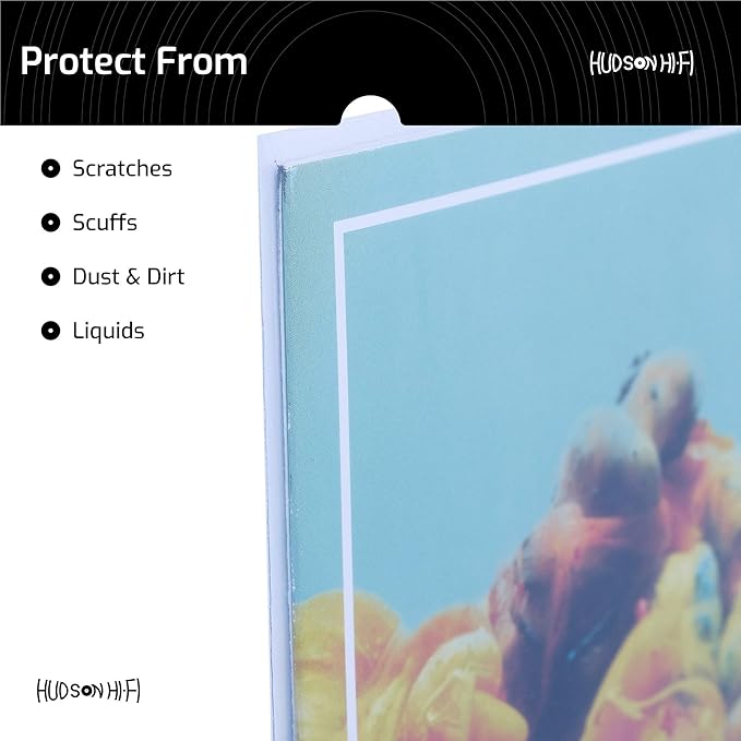 Hudson Hi-Fi Vinyl Record Outer Sleeves Covers - Premium Clear Vinyl Record Sleeve 100-Pack - Protect Your LP Albums from Scratches, Dirt & Dust - 3mm Thick No-Acid Exterior Disc Cover