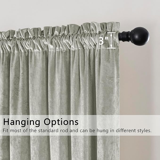 SMILETIME Silver Grey Crushed Velvet Curtains 52x84inch Rod Pocket Luxurious Thermal Insulated Soundproof Drapes Soft and Durable Light-Filtering Window Treatments for Living Room Bedroom, 2 Panels