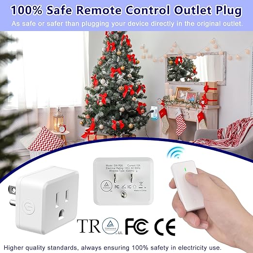 Remote Control Outlet,Greencycle 1 Remote Outlet and 2 Switches,Wireless Remote Control Outlet Plug,On/Off Light Switch Wall Mounted,500ft Range,15A 1500W for Household Appliances,No Wiring,White
