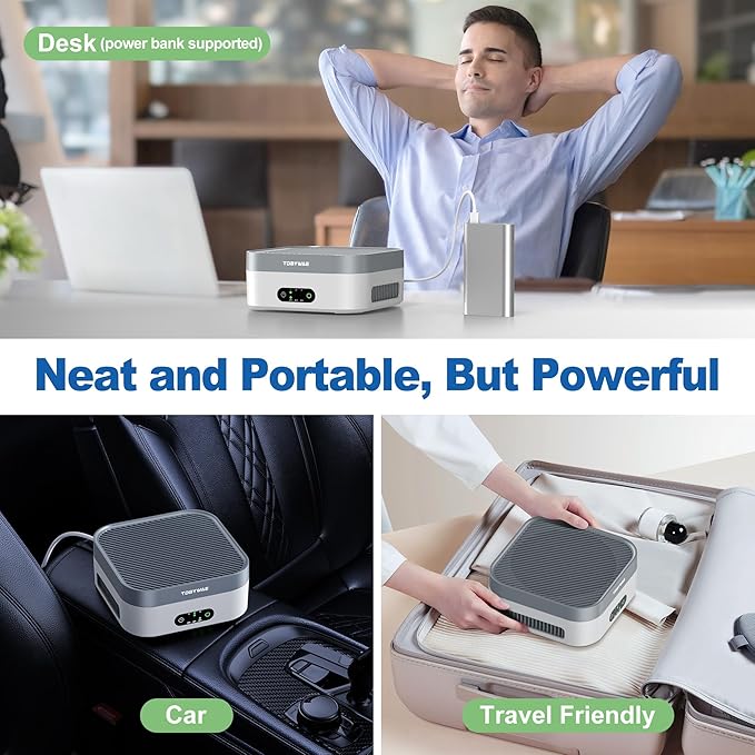 TDBYWAE Air Purifier for Home – True HEPA Filter for Pets, Smoke & Allergies | 600 Sq Ft Coverage | Ultra-Quiet & Portable for Bedroom/Travel