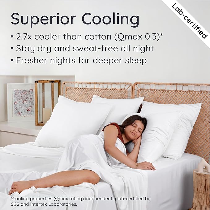 Bambaw Full White Fitted Sheet Only, 100% Viscose Derived from Bamboo Full Size, Cooling Fitted Sheet with Corner Straps, Soft (White)