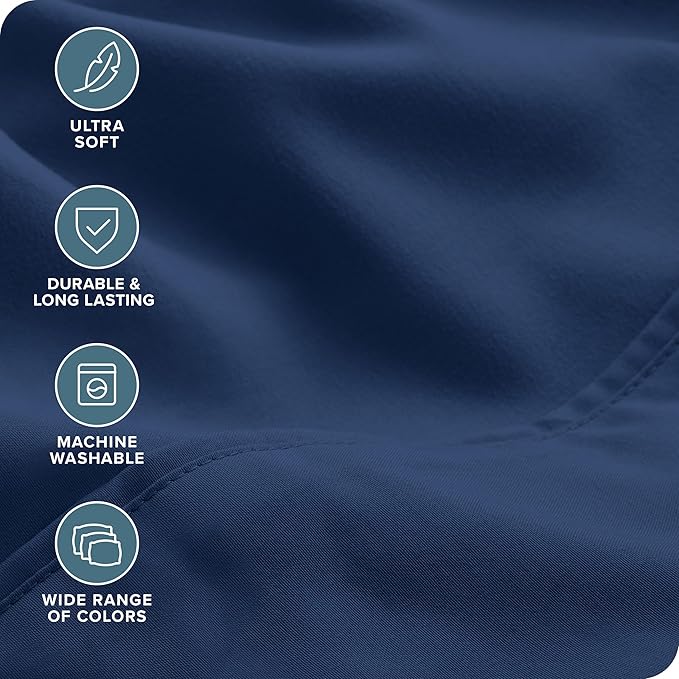 Bare Home Hotel Luxury Twin Sheet Set, Extra Soft - 4 Piece Set - Deep Pockets - Easy Fit - Cooling & Breathable - Wrinkle, Fade, Stain Resistant - Includes 2 Pillowcases (Twin, Dark Blue)