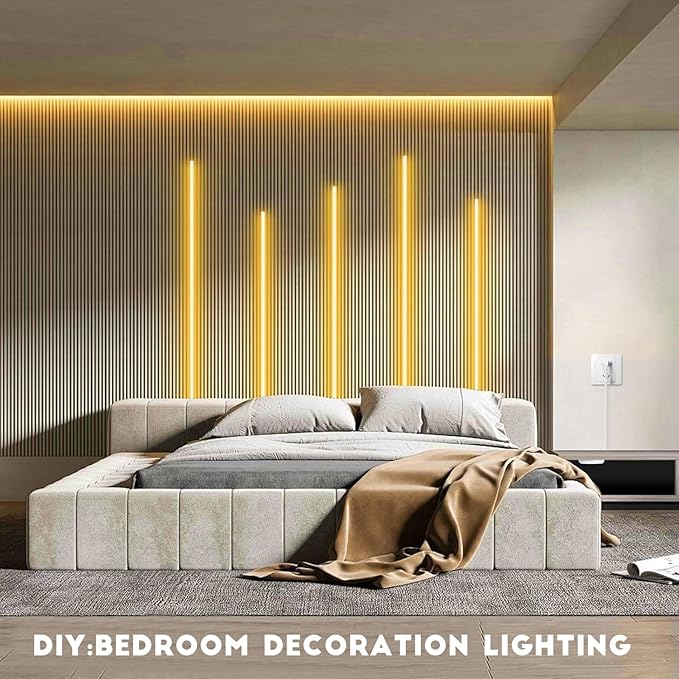 CHNMALITAI COB LED Strip Lights 12V Penetrable Wood Touch Dimmable LED Under Cabinet Light Kit with 60W Adapter 2M/6.56FT Flexible COB LED Strip for DIY Kitchen,Cabinet,Counter,Shelf,Showcase Decor