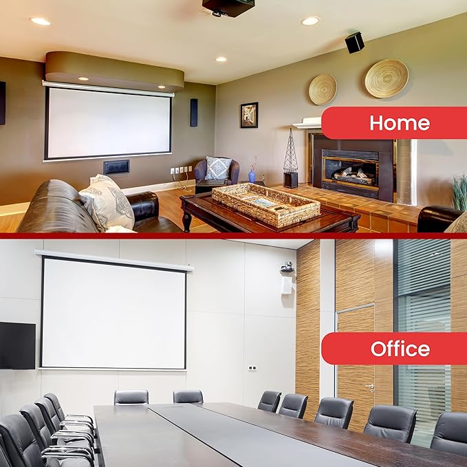 Pyle 72-Inch Manual Pull Down Projector Screen, Matte White Projection Surface, Ceiling or Wall Mount Screen Projector with Auto-Lock & Black Border for Home Theater or Office (42.5" x 56.6")