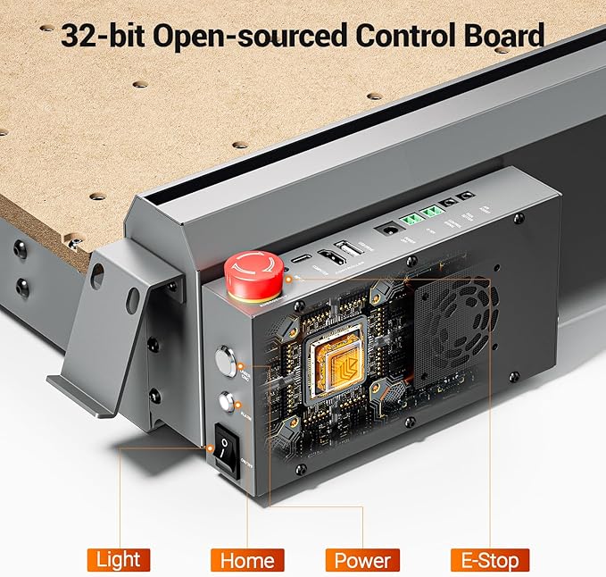 Artsian 01 CNC Router Machine 300W Spindle Power, 0.01mm Precision, 4-Axis Intelligent Controller, 420×420mm Workspace, Aluminum, Brass, Wood, Plastic, PCB Professional Desktop CNC Engraver