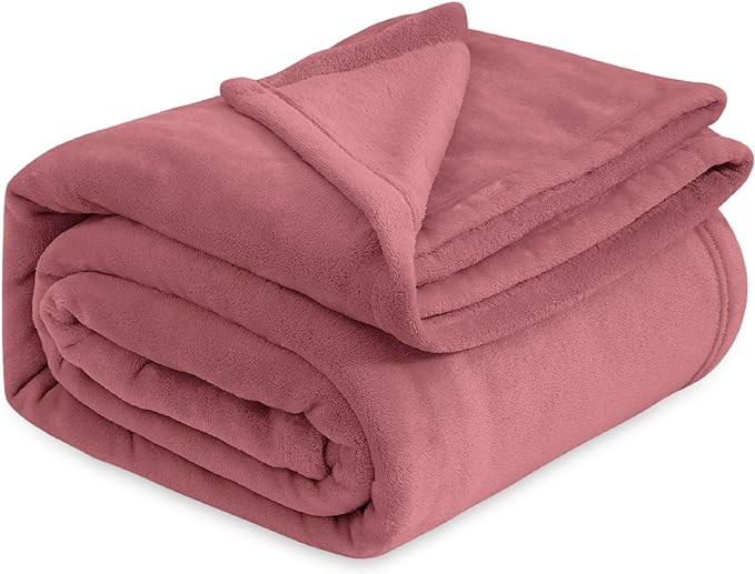 Bedsure GentleSoft Fleece Bed Blankets Queen Size Dusty Rose - Soft Lightweight Plush Fuzzy Cozy Luxury Blanket Microfiber, 90x90 inches