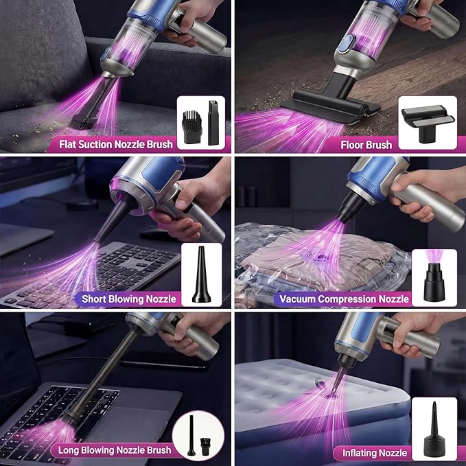 makecatch Handheld Car Vacuum Cleaner, 20000Pa High-Power Cordless Vacuum with 6000mAh Battery, LED Light, Washable HEPA Filter, Large Dust Cup, Lightweight Mini Vacuum for Car/Home/Pet Hair