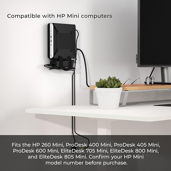 HumanCentric VESA Mount Compatible with HP Desktop Mini, HP ProDesk Mini, HP EliteDesk Mini, Replaces Dual VESA Sleeve for Mini Desktops v3, Mount on an Arm, Under Desk or Wall, 75x75mm, 100x100mm