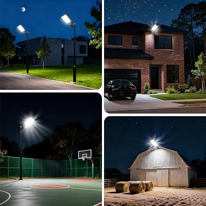 Lorrtta Solar Lights Outdoor Waterproof, 22 Inch Solar Street Light with 380 Ultra Bright 5730 LED, Solar Dusk to Dawn Lights with Remote Control, IP65 Motion Lights for Outside, Parking Lot (2 Pack)