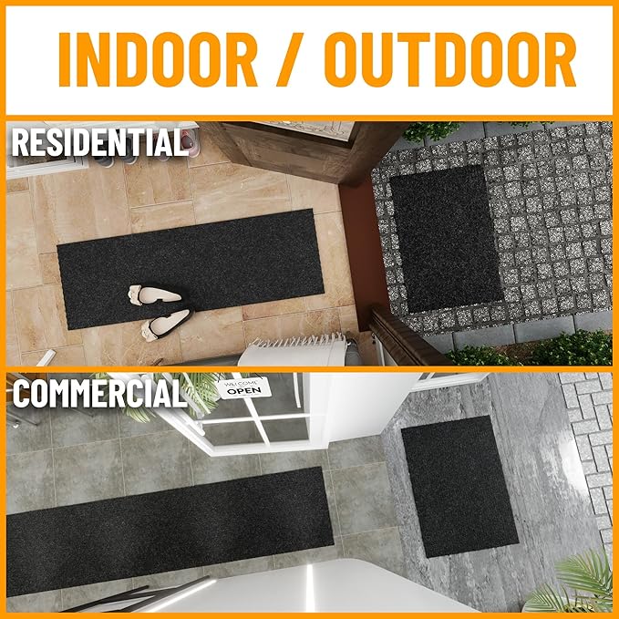 Ottomanson Commercial Scrape Rib Entry Mat – Heavy Duty Ribbed Floor Mat for High Traffic – Non Slip Rubber Back, Waterproof – Indoor Outdoor Use for Offices, Schools, Lobbies, 2' x 55', Black