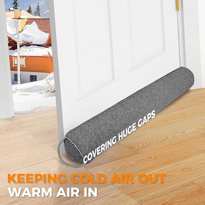 TORRAMI Under Door Draft Stoppers 32 Inch, Heavy Triangle Stop Draft Block Cold Air/Wind/Breeze Noise Blocker Door Sweeps Weather Stripping Bottom Seal Dark Gray