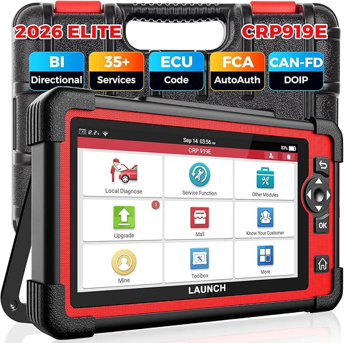 LAUNCH X431 CRP919E OBD2 Scanner, 2026 Bidirectional Scan Tool as CRP919EBT, CANFD/DoIP/FCA SGW, ECU Code, 35+ Service, Active Tests, All-in-One Full System Diagnosis, BST360 & i-TPMS, 2 Year Update