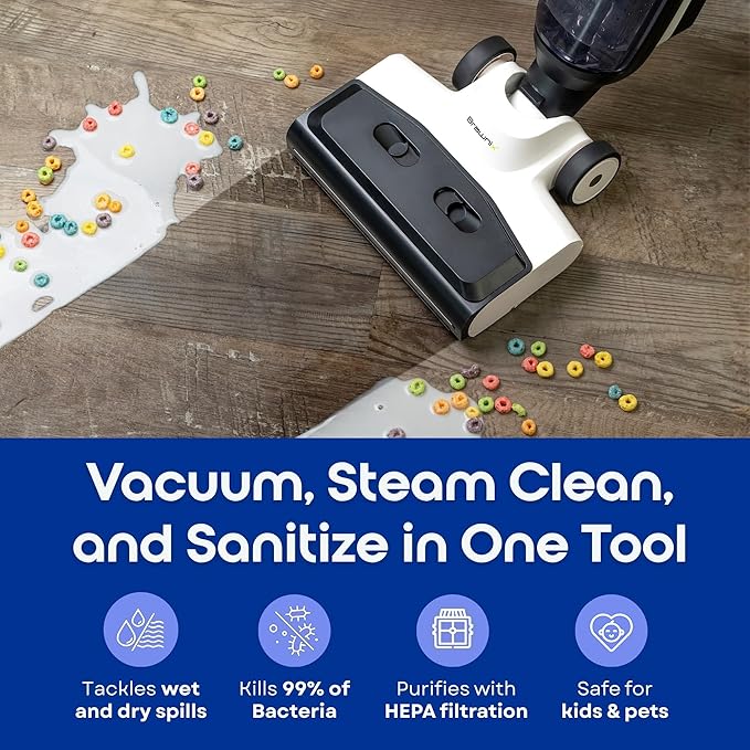 BRAWNIX Wet Dry Vacuum and Mop for Hard Floors | Digital Display | Great for Sticky Messes, Pet Hair, Picks Up Debris & Deep Scrubs | Self Cleaning | Vacuum Cleaner for Hard Floors and Area Rugs