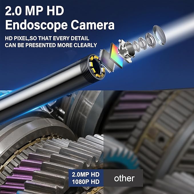 Endoscope Camera with Light, Borescope Camera with 4.3" IPS Screen, 1080P HD with 8 LED Lights, 16.4FT Semi-Rigid Cord Bore Scope,IP67 Waterproof Sewer Borescope,Gadgets for Men & Tools for Men