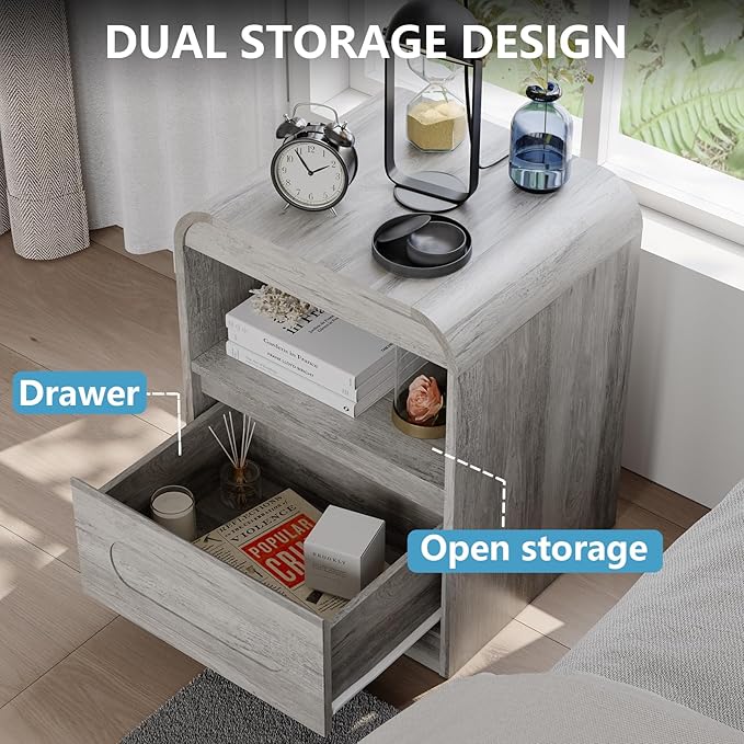 4 Pcs Bedroom Set, Dresser and Nightstand Sets, Modern Wooden Tall 6 Drawer Dressers, Wide 6 Drawers Dresser & Night Stand Set of 2 for Bedroom, Grey