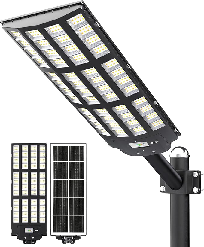 JAYNLT Y-12000W Solar Street Lights Outdoor,3000K/4000K/6500K Commercial Parking Lot Lights Dusk to Dawn,Solar Flood Lights Outdoor for Basketball Court, Yards, Driveways, Farms