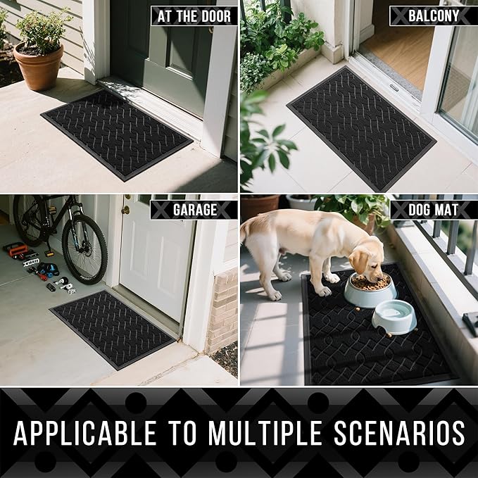 Yimobra Extra Large Door Mat 60x36, All-Season Waterproof Doormat Outdoor Entrance, Heavy Duty Non-Slip Outside Door Mat for Garage Patio Proch Entryway Indoor, Easy Clean, Black