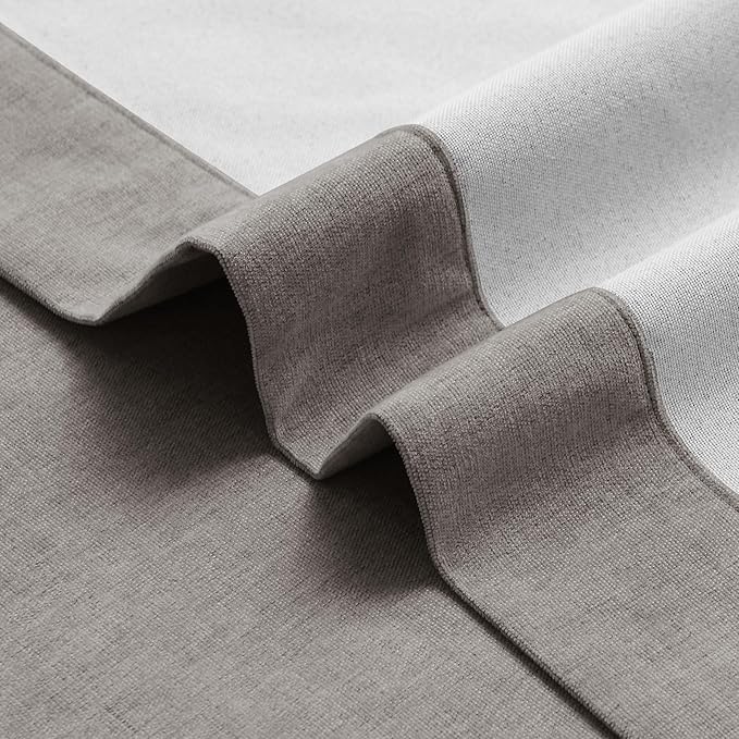 Macochico 100% Blackout Chenille Curtains for Living Room Classic Chenille Window Curtain Panels Thermal Drapes for Bedroom Hotel Grommet Curtains with Tieback Stone Grey 84" Wx96 L 1 Panel