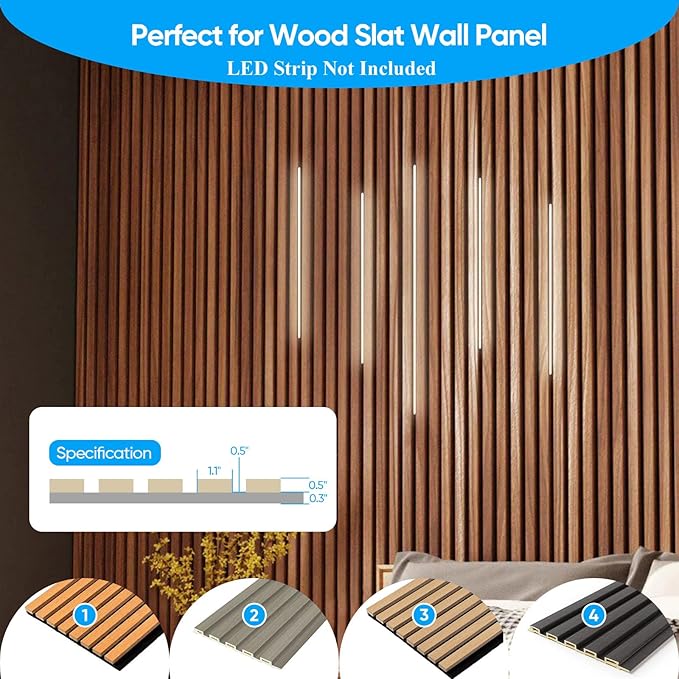 Besseto 10 Pack 1M/3.3Ft LED Aluminum Channel for Wall Panel,Wood Slat Wall Panel LED Strip Light Aluminum Channel Profile for Living Room Bedroom Bathroom Stairs (Silver-10Pack 3.3Ft)