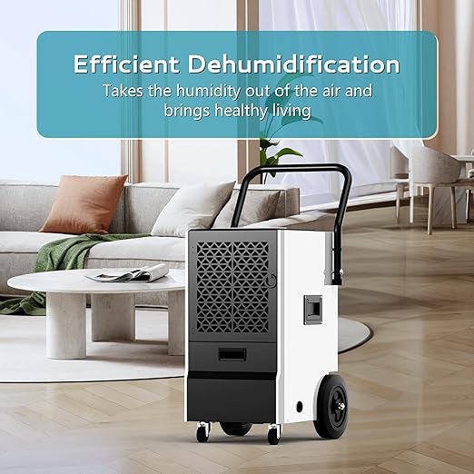 EUHOMY 160 Pints Commercial Dehumidifier with Pump,Large Dehumidifier for Basement With Drain Hose,Timer and 4 Wheels,Industrial Dehumidifiers for Flood Repair,Drying Basement,Warehouse and Factory