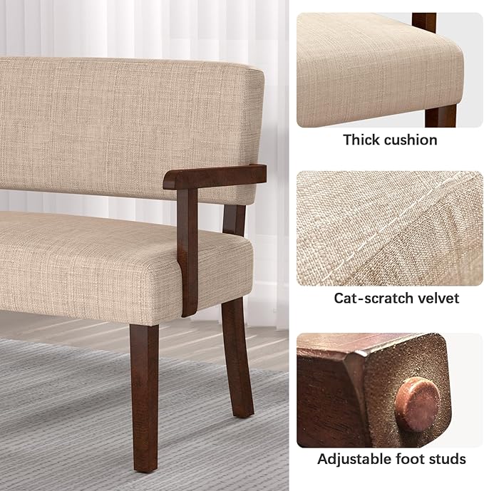 Accent Chair 2 Seat, Arm Chairs with Soft Seat and Armrests for Living Room, Love seat for Dining, Reading, and Waiting Rooms (Beige)