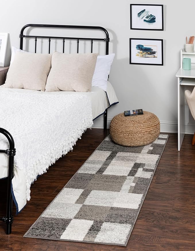 Unique Loom Autumn Collection Area Rug - Providence (2' 7" x 10' Runner, Gray/ Ivory)