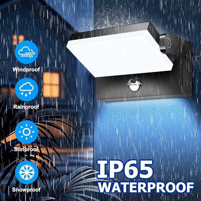 rosykite 40W LED Wall Pack Lights Outdoor Motion Sensor,360 °Rotation 5000K 6000K 4000K Selectable Exterior Flood Lighting Fixture Sconce for Porch Garage Patio