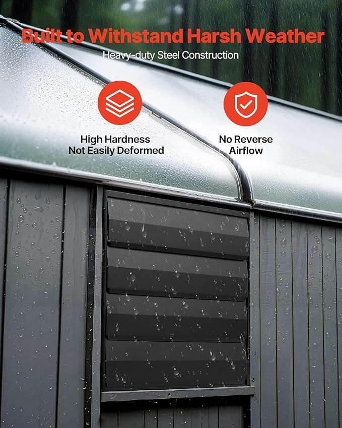 VEVOR 14 inch Shutter Exhaust Fan, Wall Mounted Attic Vent Fan with Smart Programming Variable Speed Temperature Control, 2000 CFM,EC Motor,Timer, for Shed,Garage,Greenhouse Ventilation Cooling,Black