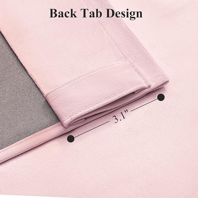 Baby Pink Velvet Curtains 96 Inches for Girls Bedroom, Thermal Insulated Super Soft Room Darkening Curtains Luxury Window Drapes for Living Room Nursery, Back Tab Rod Pocket, W52 x L96, 2 Panels
