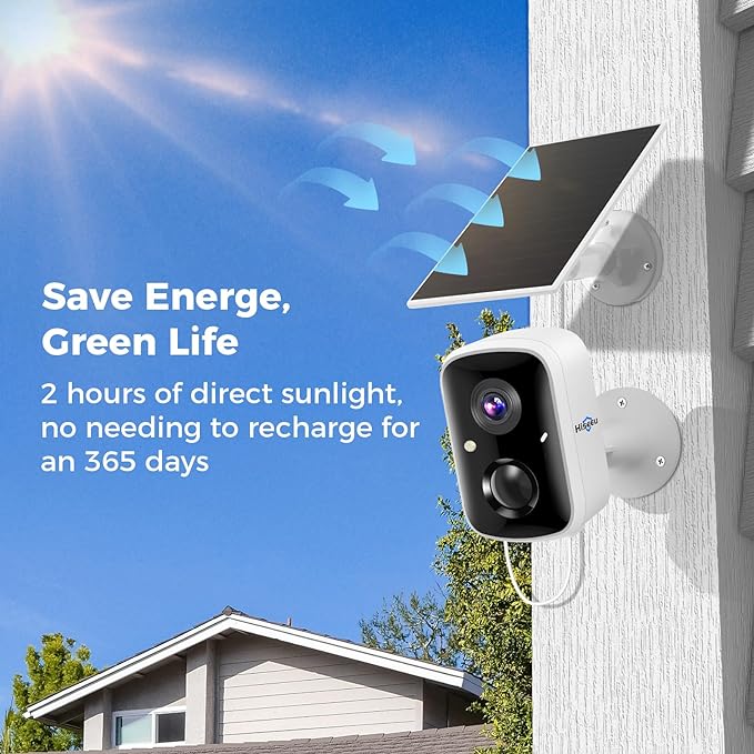 Hiseeu Solar Security Cameras Wireless Outdoor 2 Pack, Battery Powered 3K 4MP wifi Cameras for Home Surveillance, PIR/AI Motion Detection, Waterproof, Color Night Vision, 2-Way Audio, Cloud/SD Storage