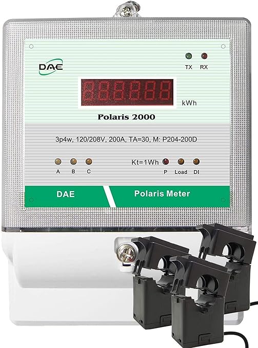 DAE P204-200D KIT, UL kWh Smart Submeter, 3 Phase, 200A, 120/208v, 3 Split Core CTs, Demand meter