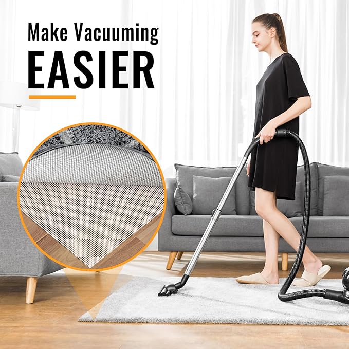 Silicone Non-Slip Rug Pad, Anti Skid Thin Area Rug Pad Gripper, Under Carpet Rug Mats for Hardwood Surface Floors, Keep Rugs in Place-5x7 Ft