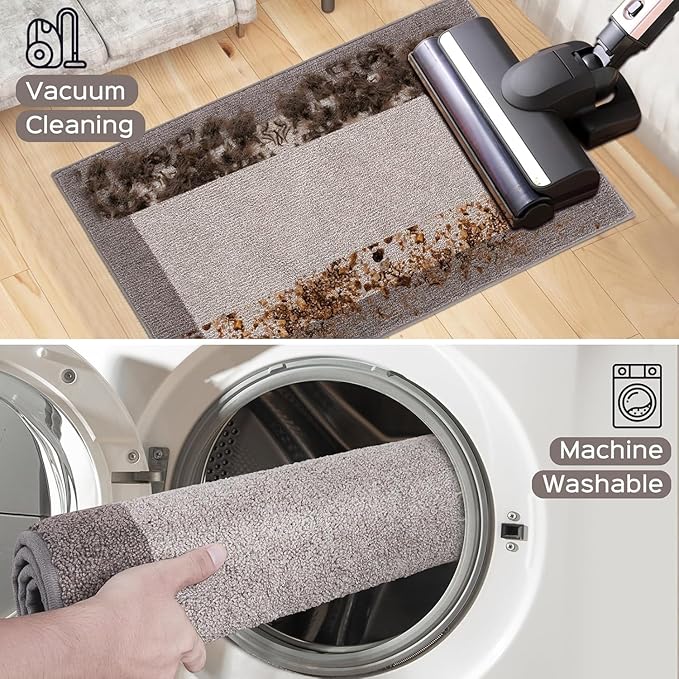 Machine Washable Kitchen Rug 32" x 84", Non Slip Kitchen Mat for Floor, Absorbent Entrance Runner Rug for Bedroom, Hallway, Bathroom, Door (Roll Packing)