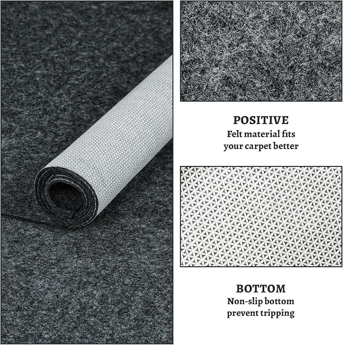 100% Waterproof Rug pad, 7x9 ft Area Rug Non-Slip Rug Pads, 1/4" Thick Carpet Pads for All Floors and finishes, Felt pad for Hardwood Floors, Keep Carpets in Place Soft and Secure
