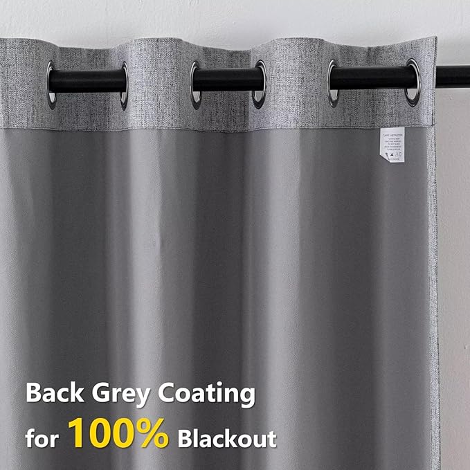 100% Blackout Curtains 96 Inch Length 2 Panels Set, Black Out Curtains for Living Room, Light Grey Thermal Insulated Grommet Drapes Bedroom Luxury Decor Privacy(70W × 96L inch, Light Grey)