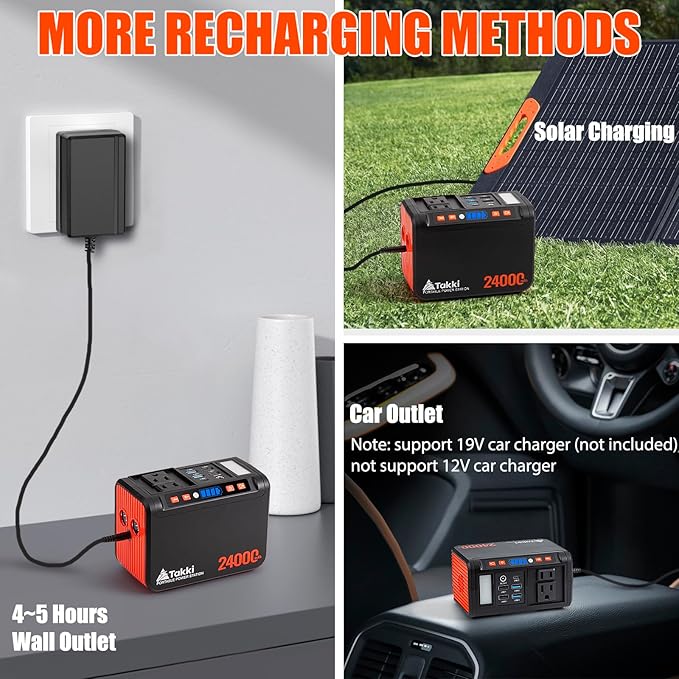 Takki 88.8Wh Portable Power Station Lithium Battery Small Generator Power Bank with 110V AC Outlet Battery Backup for Camping Home Use Emergency(Solar Panel Optional)