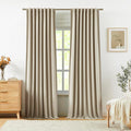 Vision Home Sand Linen Full Blackout Curtains 120 inch for Bedroom Living Room Darkening Soundproof Window Panels Thermal Insulated Rod Pocket Back Tab Neutral Drapes 10FT 56" Wx120 Lx2