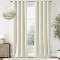 ChrisDowa 100% Blackout Iovry Solid Curtains 102 Inches Long 2 Panels for Bedroom Living Room,Farmhouse Room Darkening Thermal Insulated Soundproof Grommet Top Window Treatment Drapes,52x102