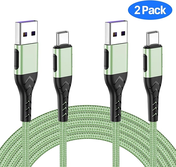 Durcord USB C Cable, Upgarded 2Pack 10ft Fast USB Type C Charging Cable for Android/Phone/Pad/Laptop, Type C Charger Braided USB Cable Compatible withi Phone 16/15/Pro/Plus/Max/Sam.Sung-Green