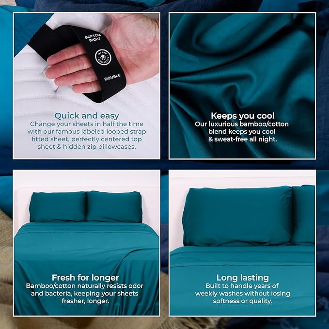 The LAD Collective 3.0 - 4-Piece Cotton Bedding Set with Fitted Sheet, Top Sheet & 2 Pillowcases - Luxury Bed Sheets for Full Size Beds - Premium Bedroom Essentials - Maui/Full