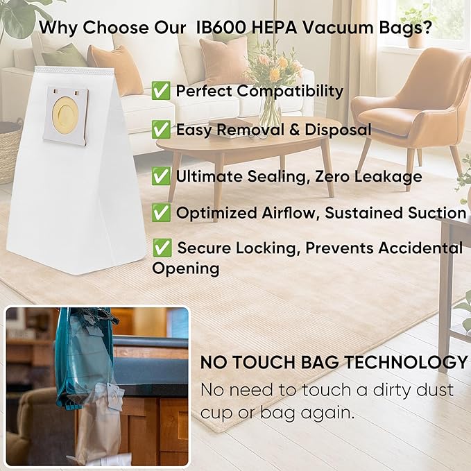 LBLVBNEWD 16 Pack IB600 HEPA Vacuum Bags for Kenmore Intuition Upright Vacuum Cleaner - Compatible with Kenmore Intuition Vacuum Bags BU4018 BU4020 BU4021 BU4022 BU4050