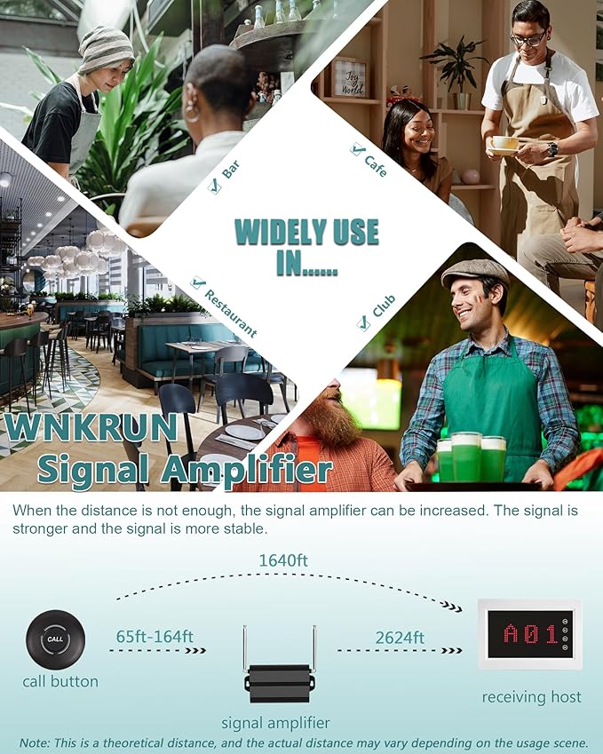 Wireless Calling System Restaurant Pager System Caregiver Pager for Patient Nurse Alert with 1 Number Display and 10 Waterproof Call Buttons for Elderly Clinic Nursing Center Hospital