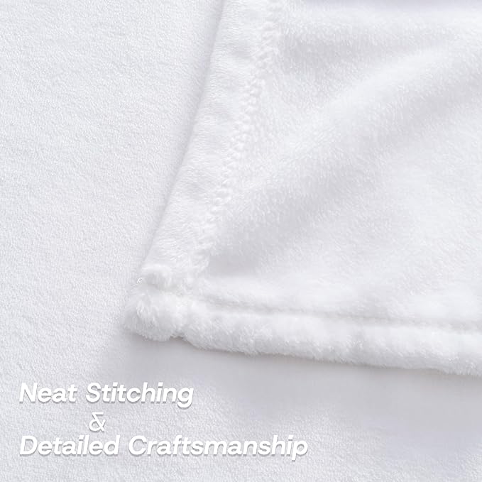 Luxury Fleece Warm Blanket, Soft Lightweight Velvety Plush Blanket for Sofa and Bed, Cozy Comfy for All Seasons(True White, 108×90 Inches)
