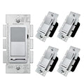 BESTTEN 5 Pack Matte Silver Dimmer Light Switch, Single Pole or 3-Way, Compatible with Dimmable LED, CFL, Incandescent and Halogen Bulb, LED Slide Dimmer Wall Switch, 120VAC, UL/cUL Listed
