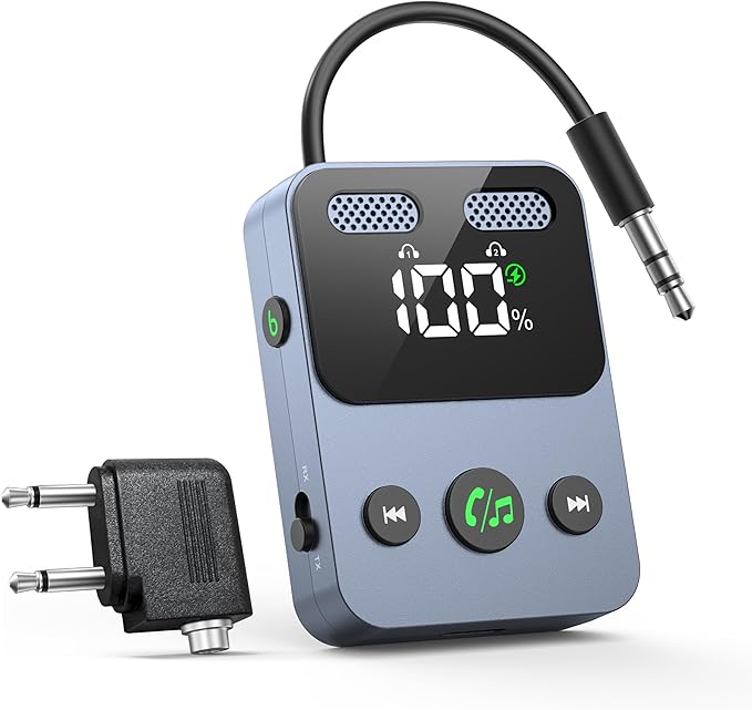BabbleCom Bluetooth 5.3 Transmitter Receiver, 2-in-1 Adapter for Airplane, Bluetooth Transmitter for 3.5mm Aux Jacks Headphone, TV, Home Stereo, Speakers, Headphone, Car, Dual Connection