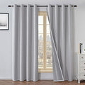 100% Blackout Curtains 84 Inch Length 2 Panels Set, Black Out Curtains for Living Room, Greyish White Thermal Insulated Grommet Drapes Bedroom Luxury Decor Privacy(37W × 84L inch, Greyish White)